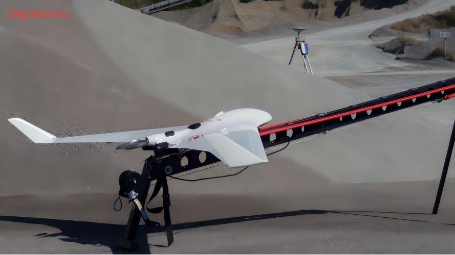 Drone flying near industrial facility