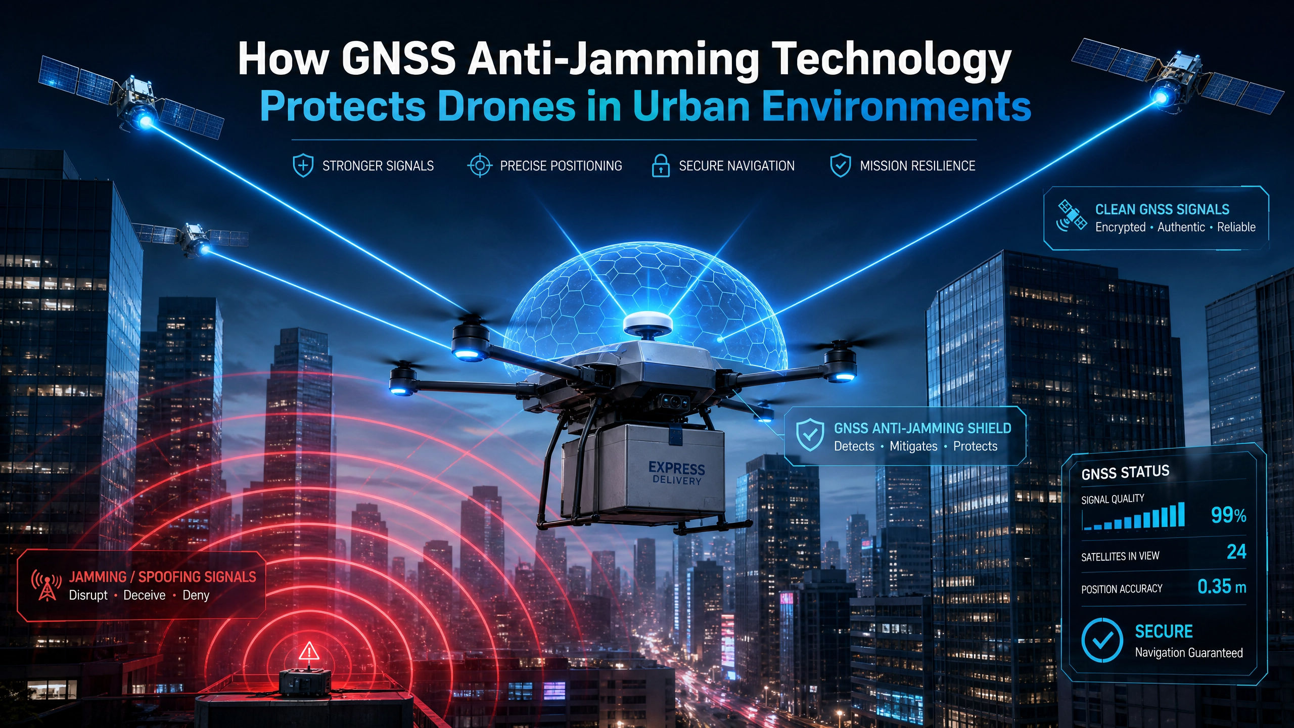 GNSS anti-jamming drone urban
