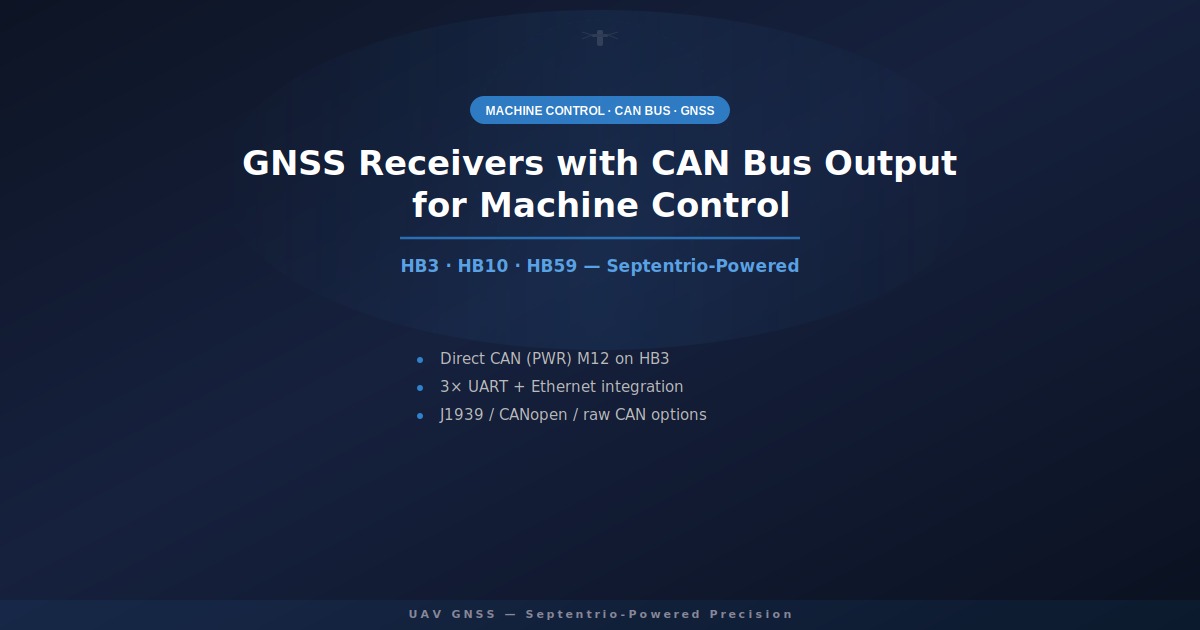 CAN bus output GNSS receivers for machine control — HB3, HB10, HB59 from UAV GNSS