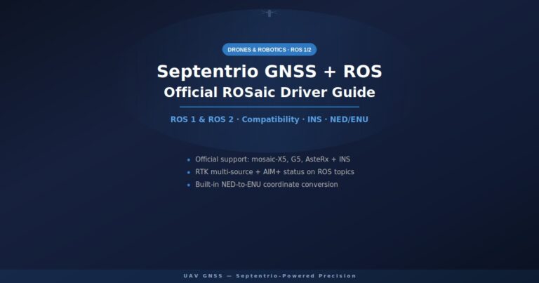 Septentrio GNSS receivers integrated with ROS via the official ROSaic driver on UAV GNSS