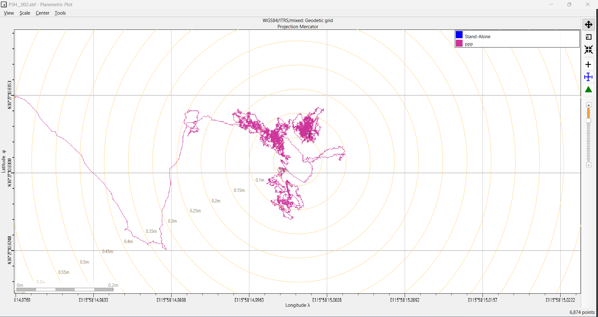 Galileo HAS all position points from the UAV GNSS receiver test