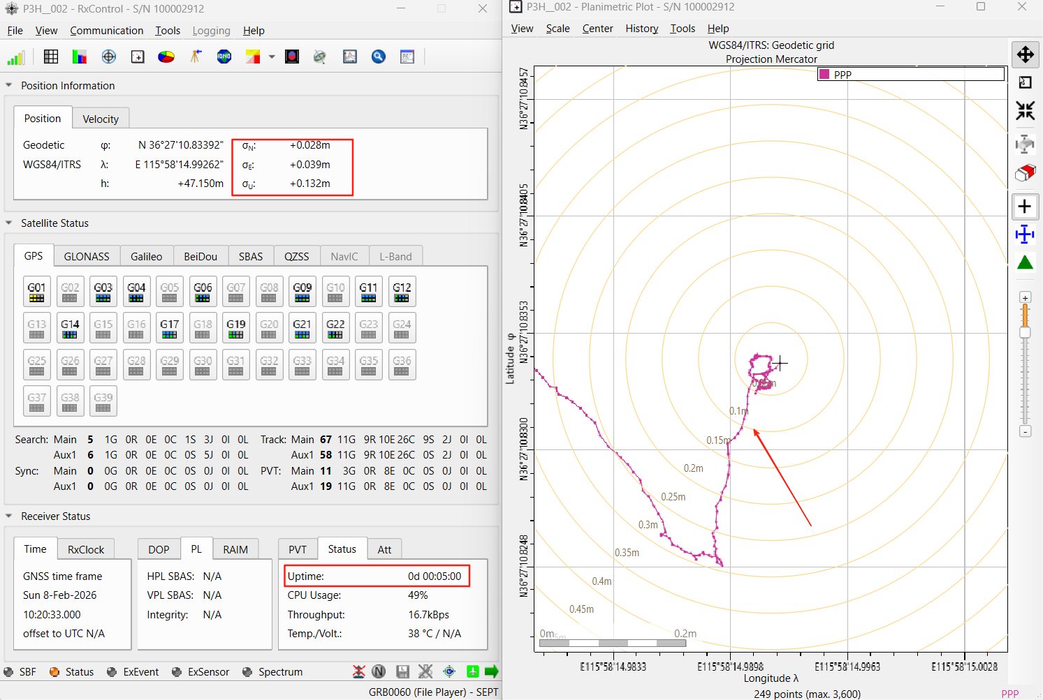 Galileo HAS convergence at 5 minutes - 20 cm reached