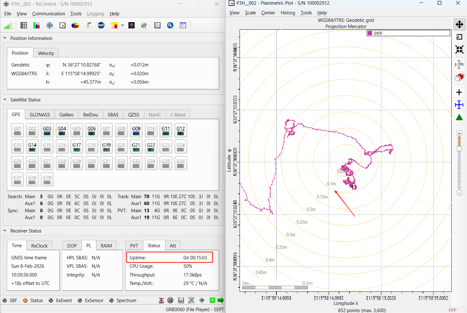 Galileo HAS planimetric track at 15 minutes